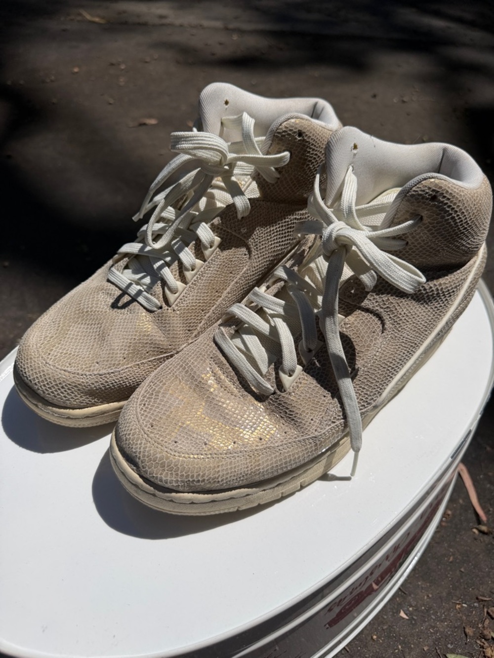 Men's Beige High-Top Sneakers - Neutral Casual Style Nike Python